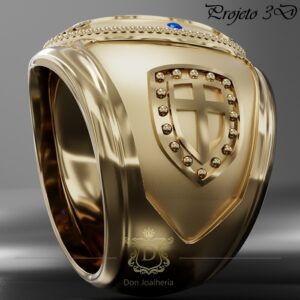 Anel São Miguel Arcanjo 25 Gramas em Ouro 18k 750 - Imagem 11