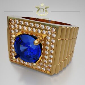 Anel Safira com Diamantes 1,6 CT em Ouro 18k 750 - Imagem 4