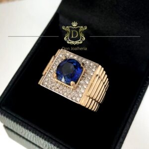 Anel Safira com Diamantes 1,6 CT em Ouro 18k 750 - Imagem 3