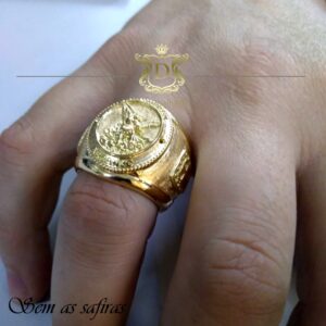Anel São Miguel Arcanjo 25 Gramas em Ouro 18k 750 - Imagem 9