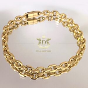 Pulseira Cadeado Maciça 25 Gramas em Ouro 18k 750 - Imagem 2