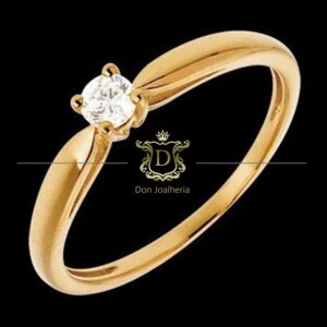 Anel Solitário Diamante 10 Pontos em Ouro 18k 750