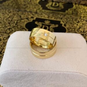 Par de Alianças 15 Gramas com Diamante 0,5CT em Ouro 18k 750 - Imagem 11
