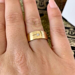 Par de Alianças 15 Gramas com Diamante 0,5CT em Ouro 18k 750 - Imagem 7