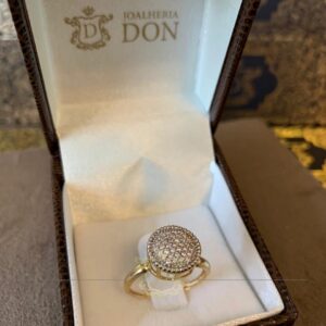 Anel Redondo Pavê 3 Gramas 37 Diamantes em Ouro 18k 750 - Imagem 3
