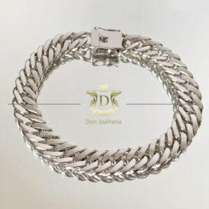 Pulseira Grumet Duplo 40 gramas Maciça Ouro Branco 18k 750 - Imagem 3