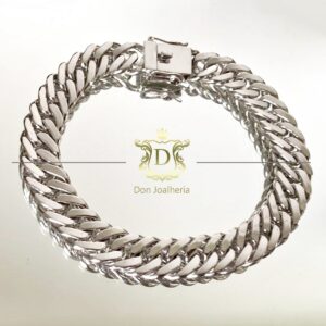 Pulseira Grumet Duplo 40 gramas Maciça Ouro Branco 18k 750