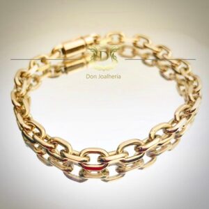 Pulseira Cadeado 30 Gramas Maciça em Ouro 18k 750