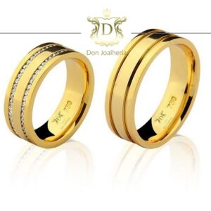Par de Alianças 20 Gramas e 70 Diamantes em Ouro 18k 750