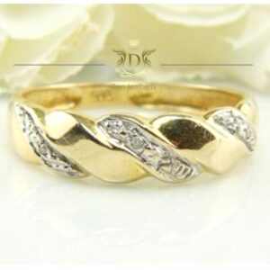 Anel Torcido 12 Diamantes em Ouro 18k 750