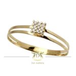 Anel Chuveirinho Quadrado 9 Diamantes em Ouro 18k 750