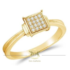 Anel Chuveirinho Quadrado 16 Diamantes em Ouro 18k 750 - Imagem 1