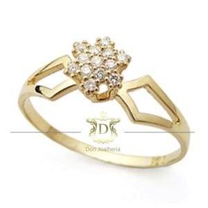 Anel Chuveiro 2 gramas e 13 Diamantes em Ouro 18k 750 - Imagem 1