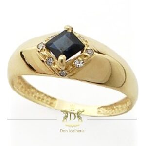 Anel de Formatura Rubi e Diamantes Ouro 18k 750