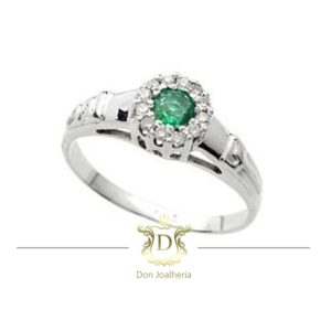 Anel Formatura Diamantes e Pedra Natural Ouro 18k 750