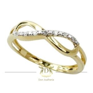 Anel Infinito 14 Diamantes em Ouro 18k 750