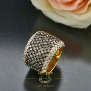 Anel Pavê de Diamantes Chocolate 2,4 Ct em Ouro 18k 750 - Imagem 1