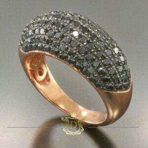 Anel Pavê com 100 Diamantes Negros Ouro 18k 750
