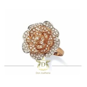 Anel Pavê de Diamantes Flor 1 Ct em Ouro 18k 750 - Imagem 1