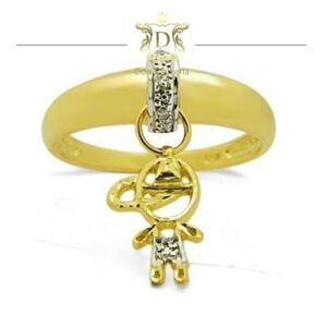 Anel Berloque Menino com Diamantes em Ouro 18k 750