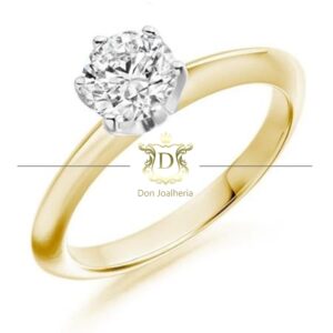 Anel Solitário Diamante 50 pontos em Ouro 18k 750