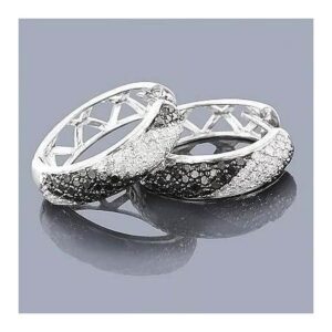 Par de Brincos Modelo Argola Pavê de Diamantes 1 Ct em Ouro 18k 750