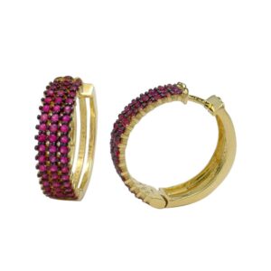 Par de Brincos Modelo Argola 98 Rubis Ouro 18k 750