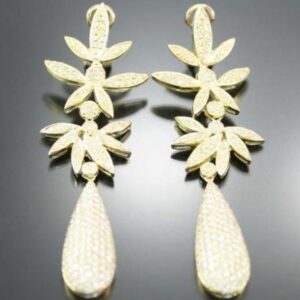Par de Brincos Pavê com 204 Diamantes em Ouro 18k 750