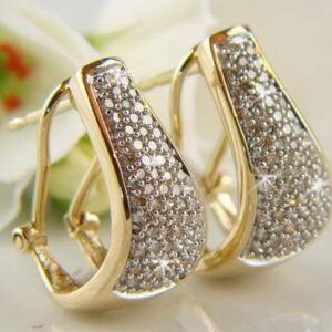 Par de Brincos Pavê de Diamantes 1,14 Ct em Ouro 18k 750