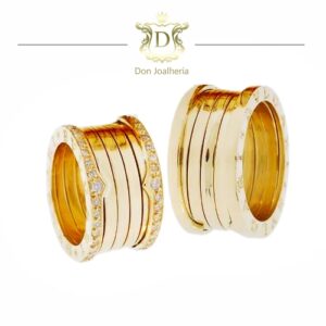 Par de Alianças Estilo Bvlgari 0,9 ct de Diamantes Ouro 18k 750 - Imagem 1