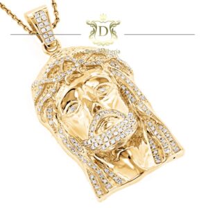 Pingente Face de Cristo 200 Diamantes 50 Gramas em Ouro 18k 750 - Imagem 1