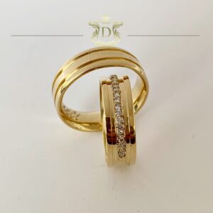Par de Alianças 15 Gramas 20 Diamantes em Ouro 18k 750 - Imagem 4