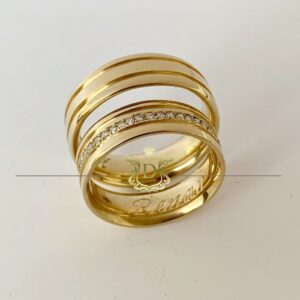 Par de Alianças 15 Gramas 20 Diamantes em Ouro 18k 750 - Imagem 3