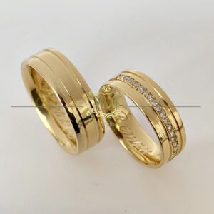Par de Alianças 15 Gramas 20 Diamantes em Ouro 18k 750 - Imagem 6