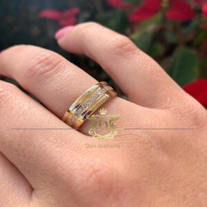 Par de Alianças 15 Gramas 20 Diamantes em Ouro 18k 750 - Imagem 7
