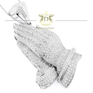 Pingente Pavê de Diamantes Oração Gratidão 2,75 ct de Diamantes em Ouro 18k 750 - Imagem 1
