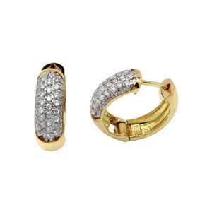 Brinco Argolinha Pavê 50 Diamantes em Ouro 18k 750 - Imagem 1