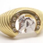 Anel Cavalo Ferradura Diamantes em Ouro 18k 750