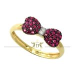 Anel Laço Ruby ou Safira com Diamantes em Ouro 18k 750
