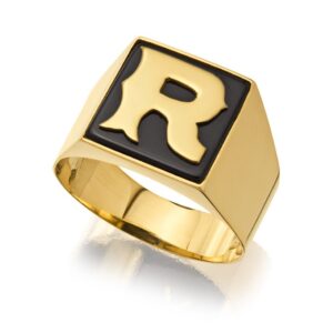 Anel Comendador Ônix Letra 12 gramas em Ouro 18k 750 - Imagem 4