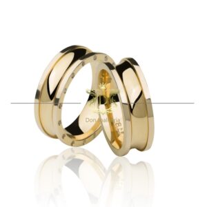 Par de Alianças Côncava 20 Gramas e 30 Diamantes Ouro 18k 750