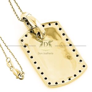 Pingente Placa com Diamantes Negros em Ouro 18k 750 - Imagem 2
