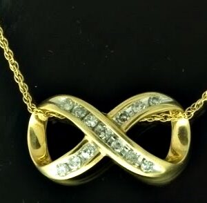 Pingente Infinito Ouro 18k 750 com Diamantes
