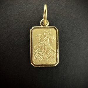 Pingente Placa São Jorge Ouro 18k 1 grama - Imagem 1