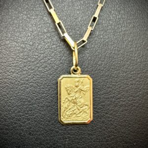 Pingente Placa São Jorge Ouro 18k 1 grama - Imagem 4