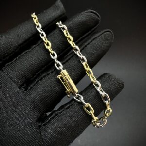 Pulseira Cadeado 2 tons 5 gramas Ouro 18k 750 - Imagem 1
