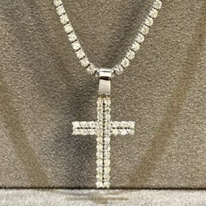 Pingente Cruz Diamond 1,2 CT Ouro Branco 18k 750 - Imagem 1