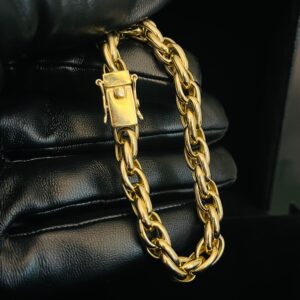 Pulseira Elos Trançados Ovais 15 gramas em Ouro 18k 750