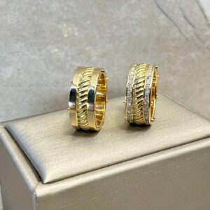 Par de Alianças Trançada 30 Gramas 0,84Ct em Ouro 18k 750 - Imagem 2