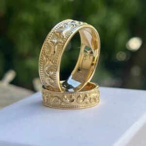 Par de Alianças Arabescos 20 Gramas em Ouro 18k 750
